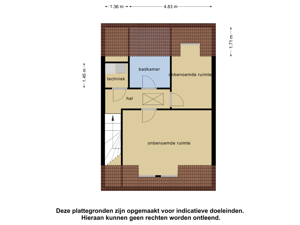 View floorplan of 1e verdieping of Deltastraat 2-C