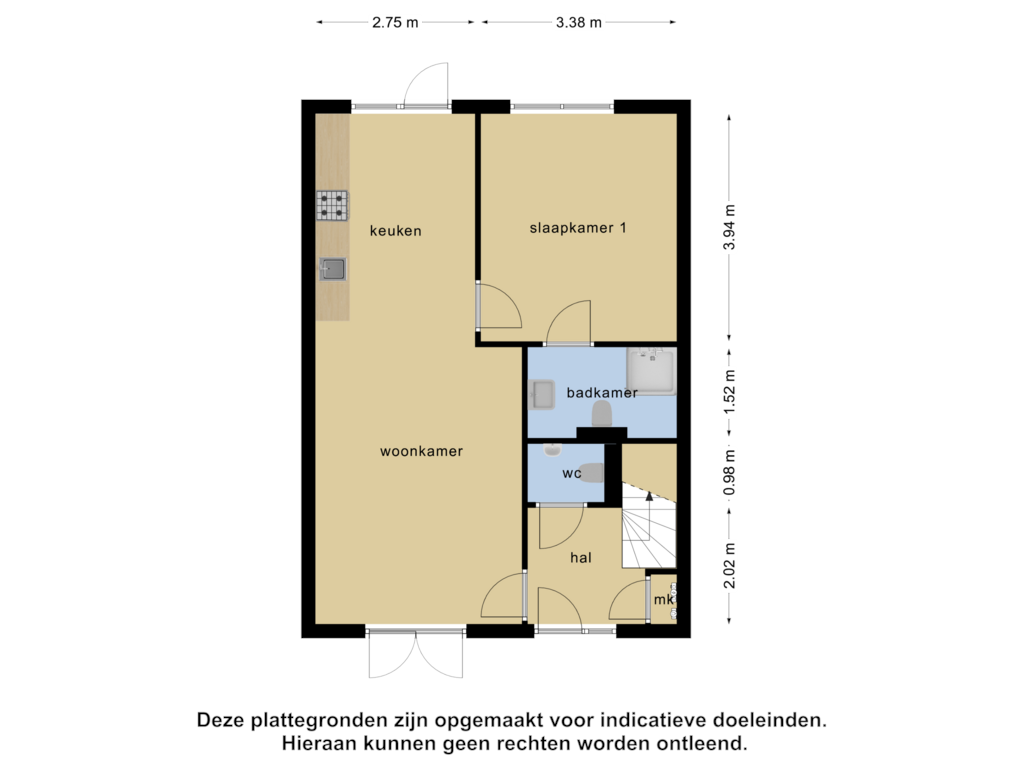 View floorplan of Begane grond of Deltastraat 2-B.