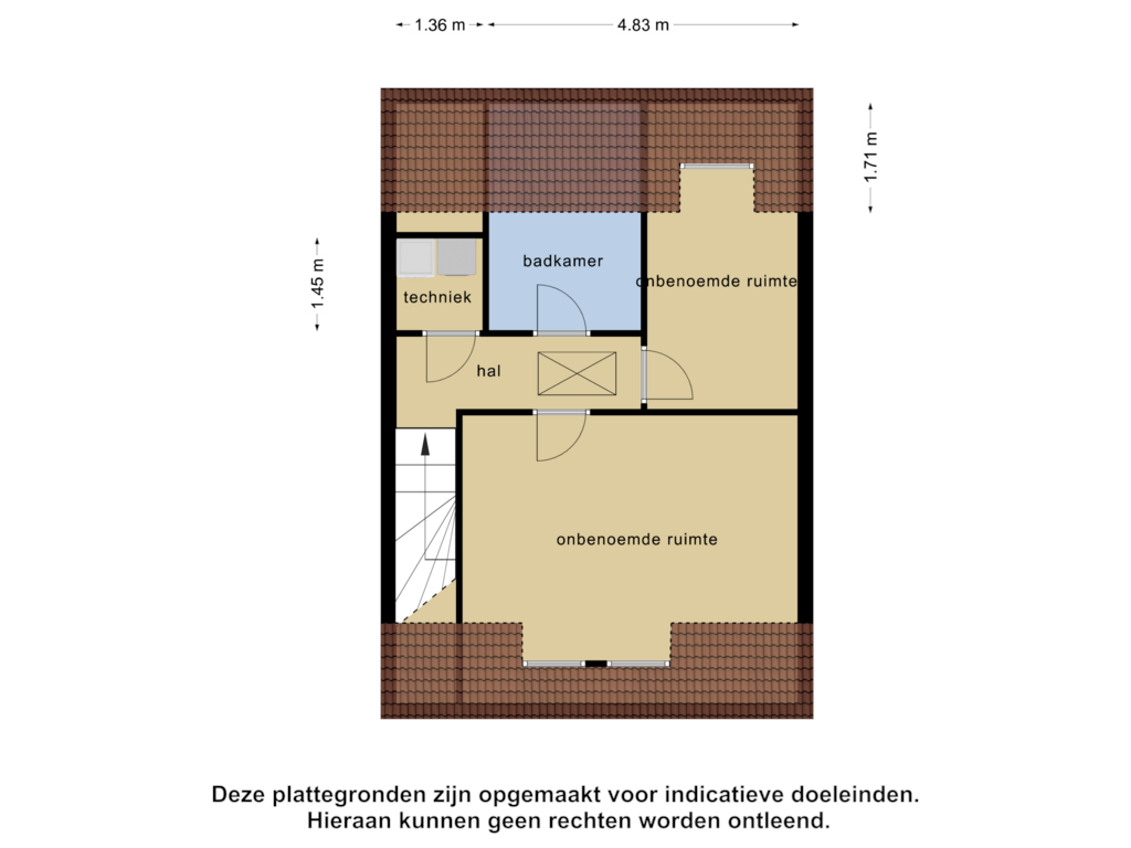 View floorplan of 1e verdieping of Deltastraat 2-C.