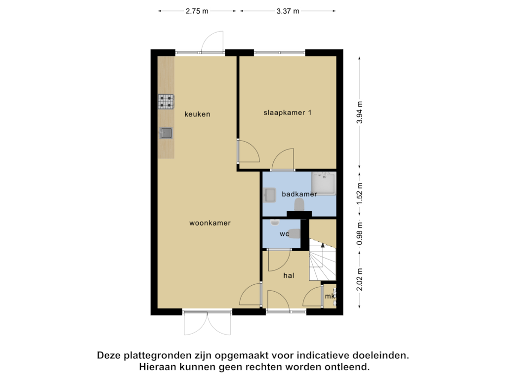 View floorplan of Begane grond of Deltastraat 2-D