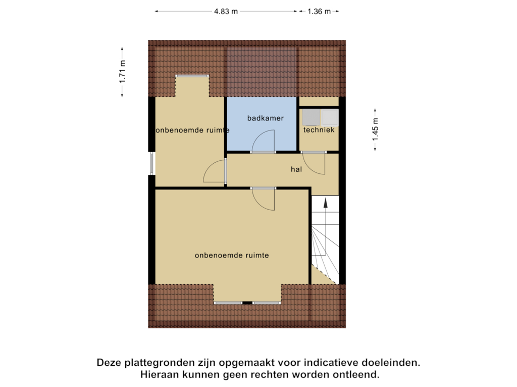 View floorplan of 1e verdieping of Deltastraat 2-D