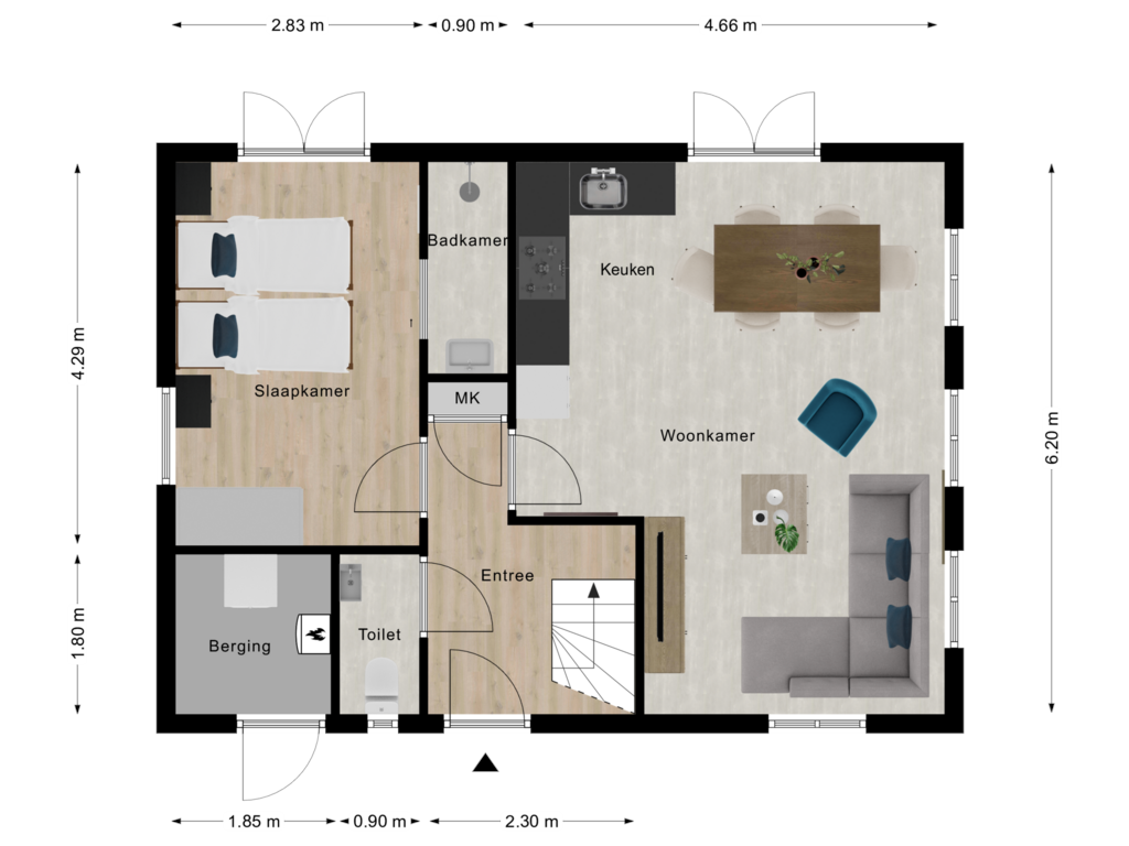 Bekijk plattegrond van Begane Grond van Baanstpoldersedijk 4-319