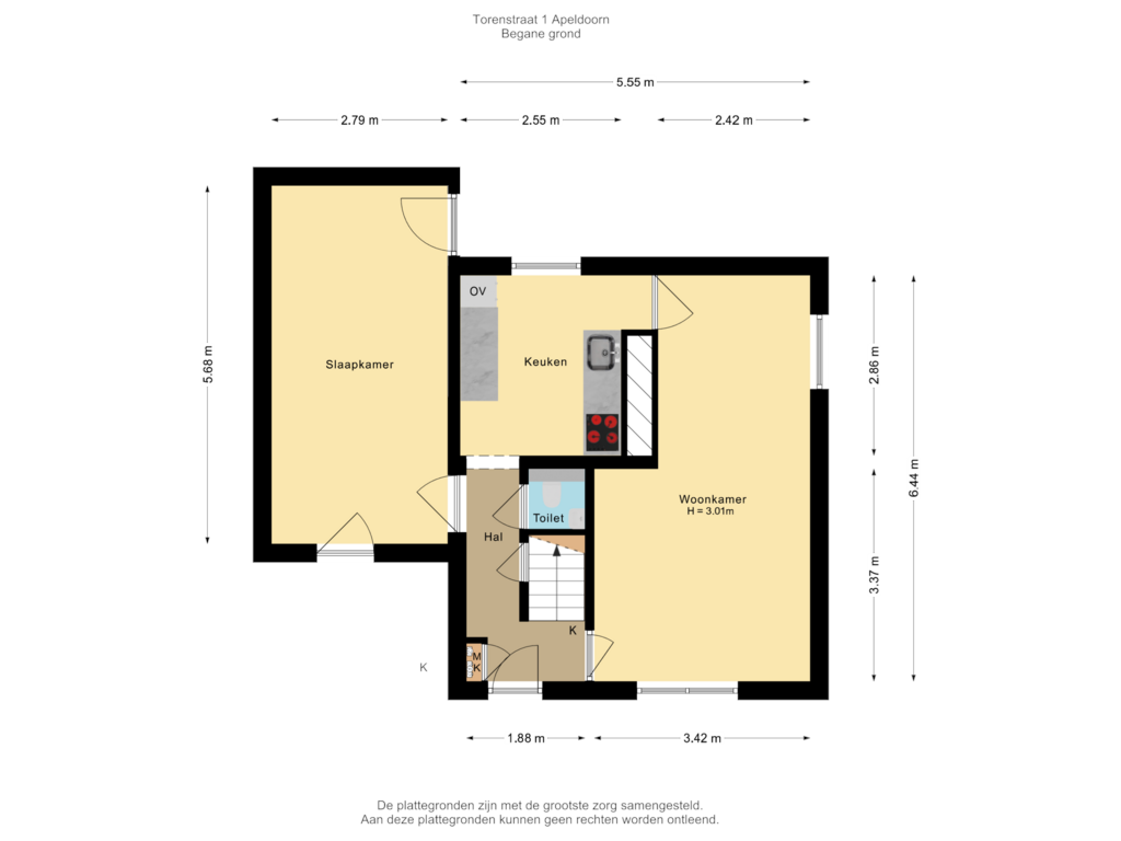 Bekijk plattegrond van Begane grond van Torenstraat 1