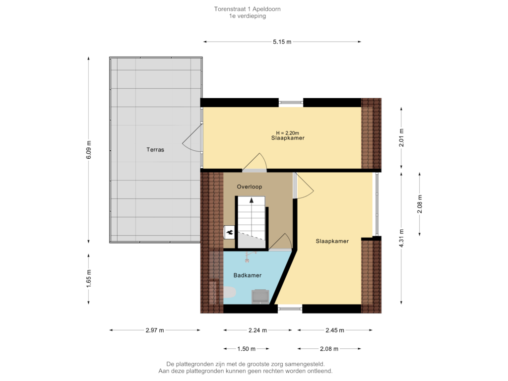 Bekijk plattegrond van 1e verdieping van Torenstraat 1