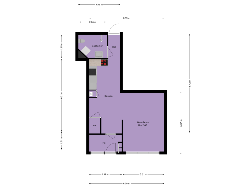 View floorplan of begane grond of Heenvlietstraat 3