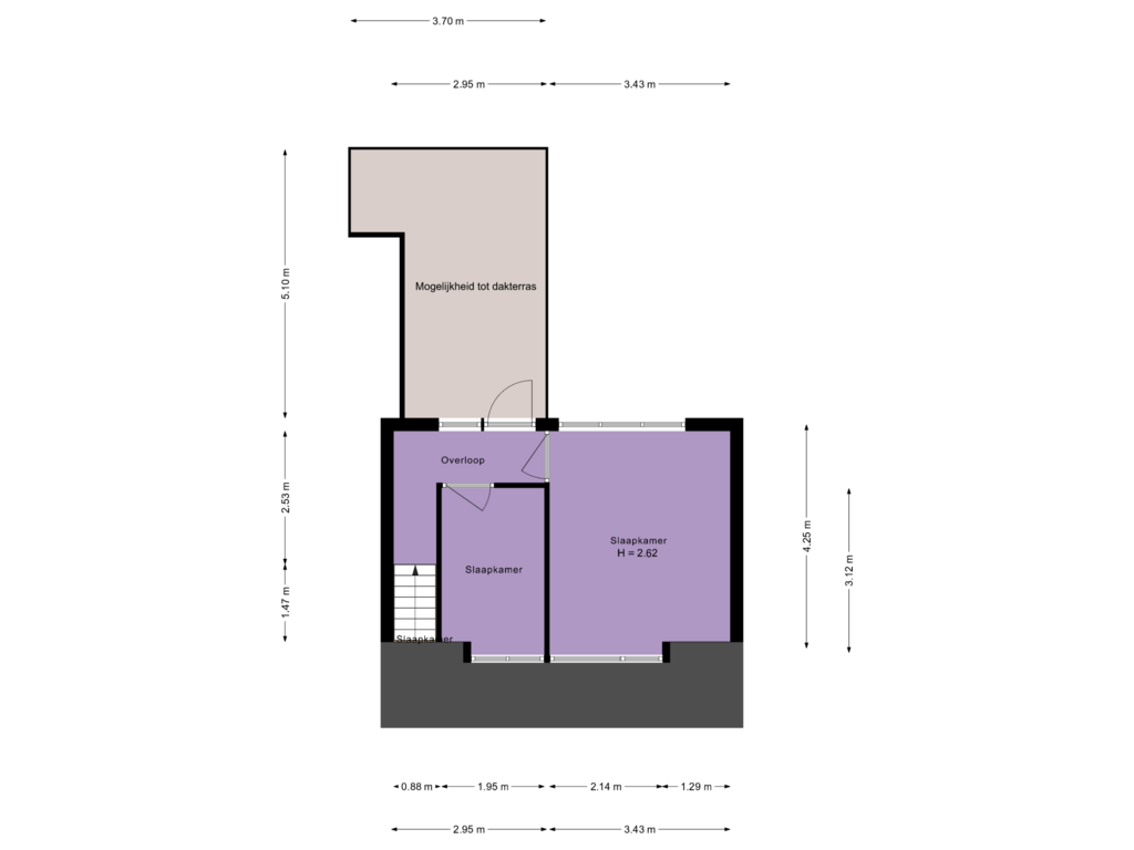 View floorplan of eerste etage of Heenvlietstraat 3