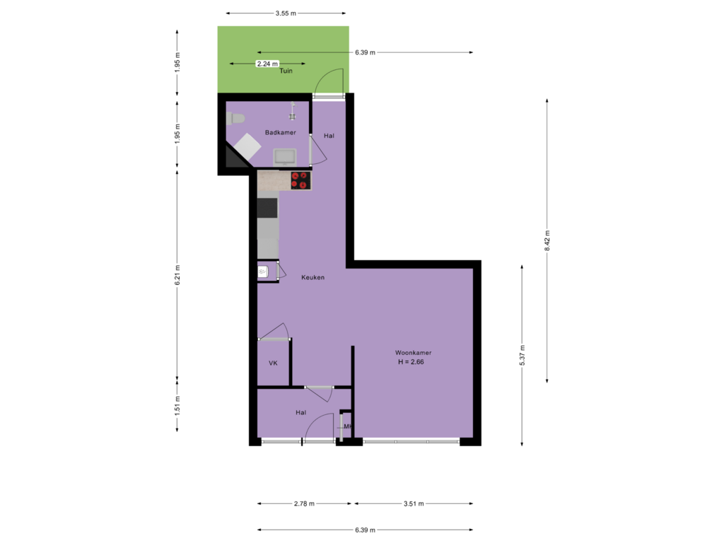 View floorplan of perceel of Heenvlietstraat 3