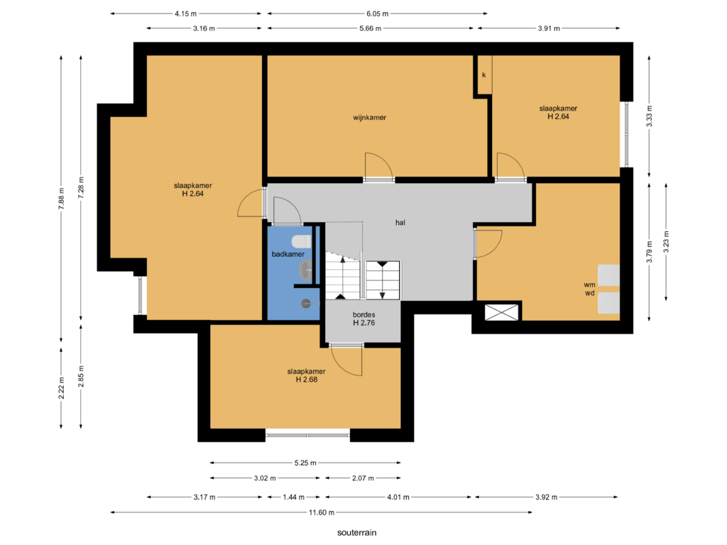 Bekijk plattegrond van souterrain van Van Brienenlaan 22