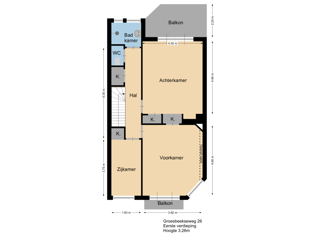 View floorplan of Floor 1 of Groesbeekseweg 26