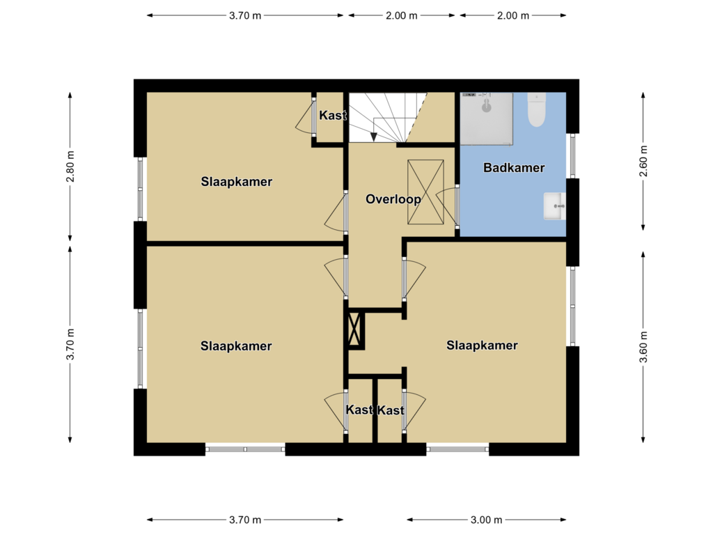 Bekijk plattegrond van 1e Verdieping van Leeuwerikstraat 1