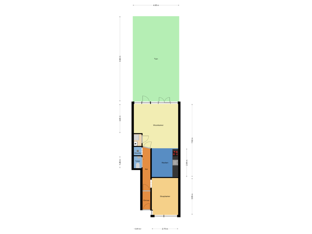 Bekijk plattegrond van tuin van Heemskerkstraat 22-B