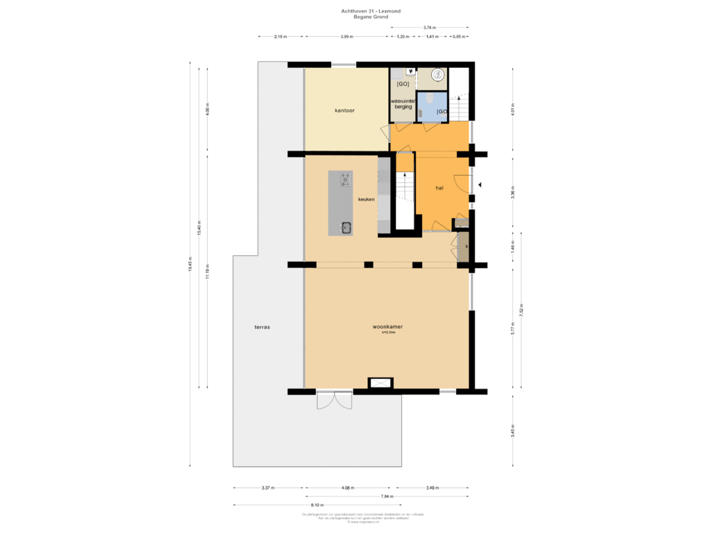 Bekijk plattegrond van BEGANE GROND van Achthoven 31