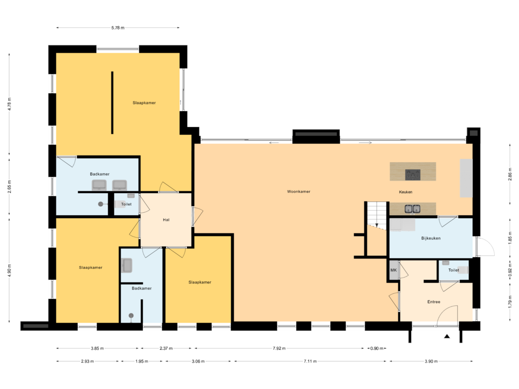 Bekijk plattegrond van Begane Grond van Vierhonderdpolderdijk 3-A