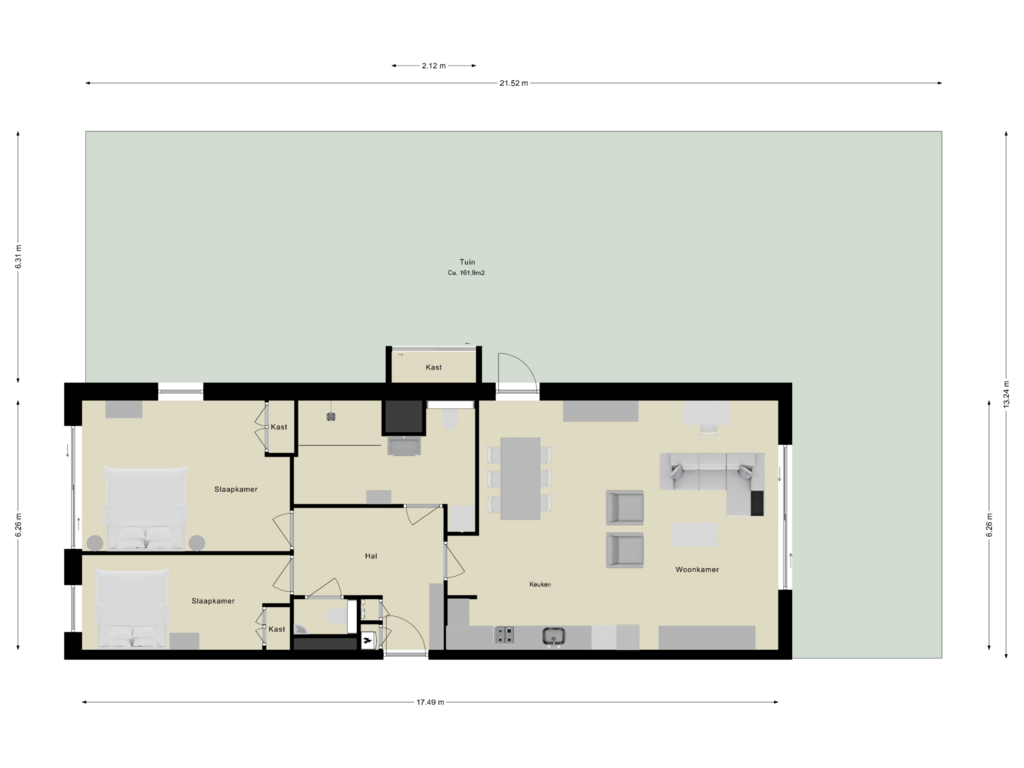 View floorplan of Perceeltekening of Fred. Roeskestraat 92-A2