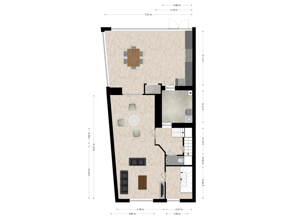 Bekijk plattegrond van Tweede woonlaag van Vierakkerstraat 55-EN 55A