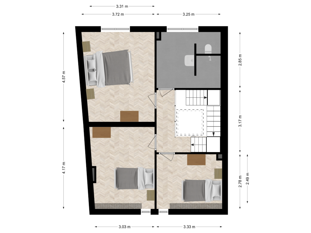 Bekijk plattegrond van Derde woonlaag van Vierakkerstraat 55-EN 55A