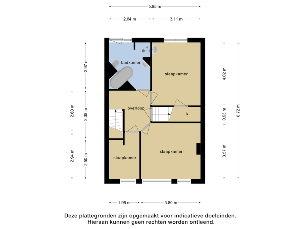 View floorplan of 1e verdieping of Axelsestraat 166