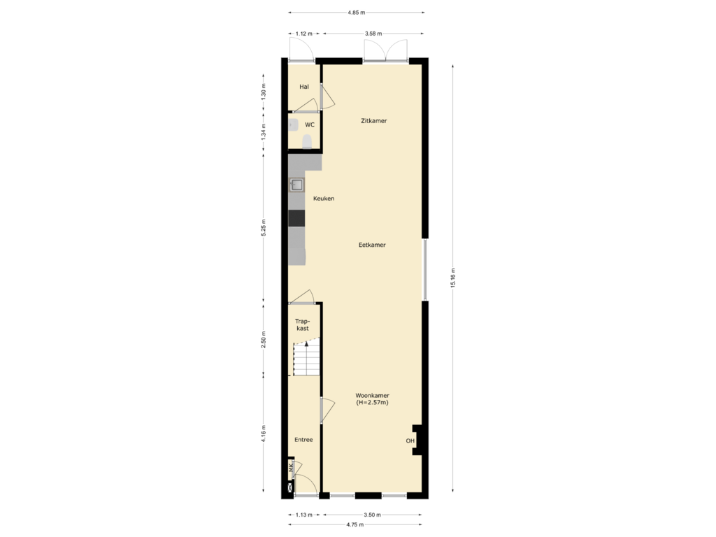 Bekijk plattegrond van woonhuis - begane grond van Voorstraat 11