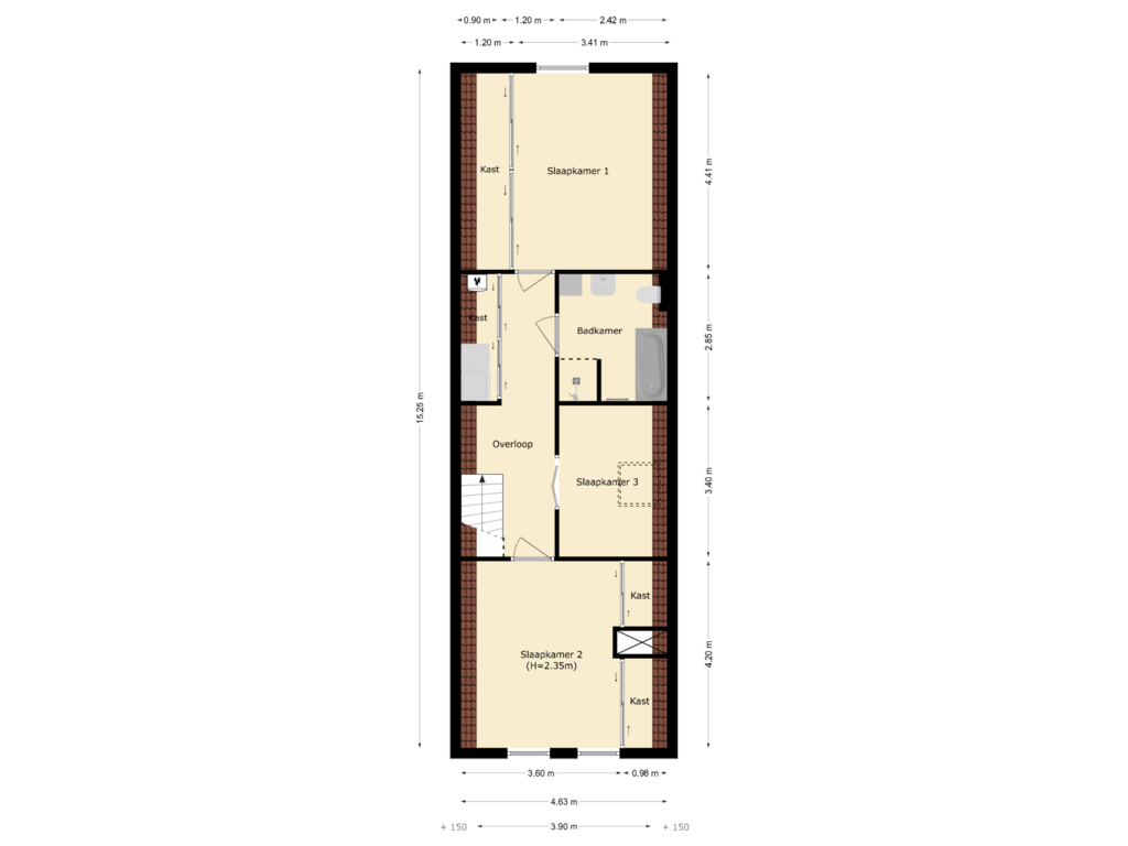 Bekijk plattegrond van woonhuis - eerste verdieping van Voorstraat 11