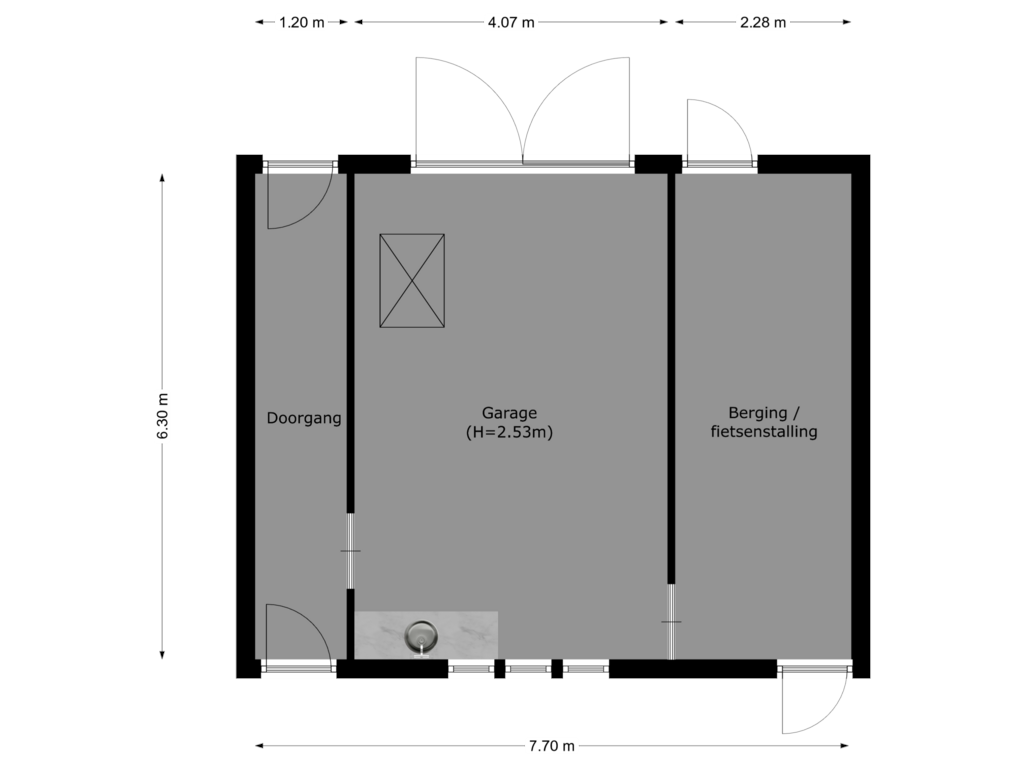 Bekijk plattegrond van garage - begane grond van Voorstraat 11