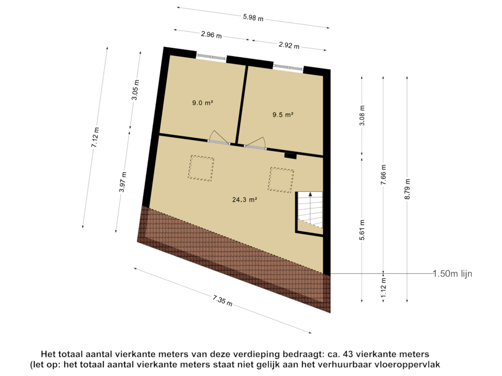 Bekijk plattegrond van BOG-1e verdieping van Frans van Waesberghestraat 5