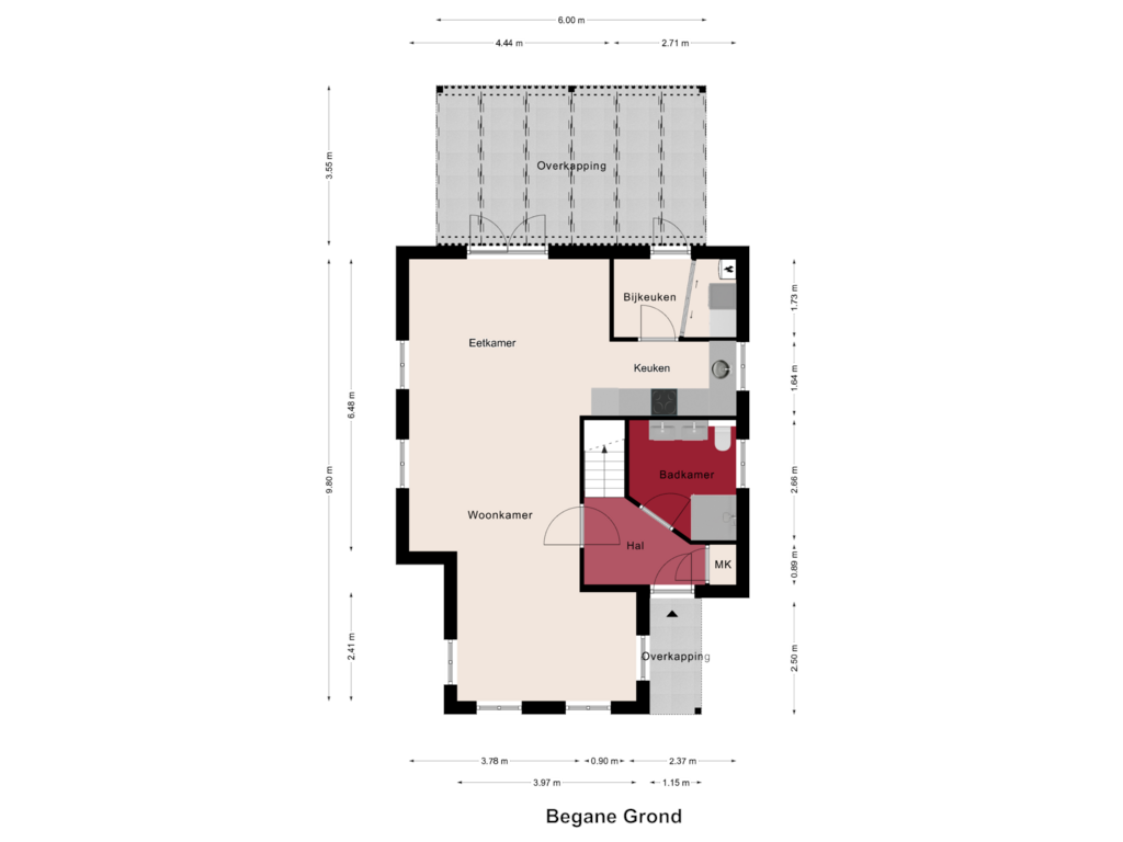 Bekijk plattegrond van Begane Grond van De Peel 13-27