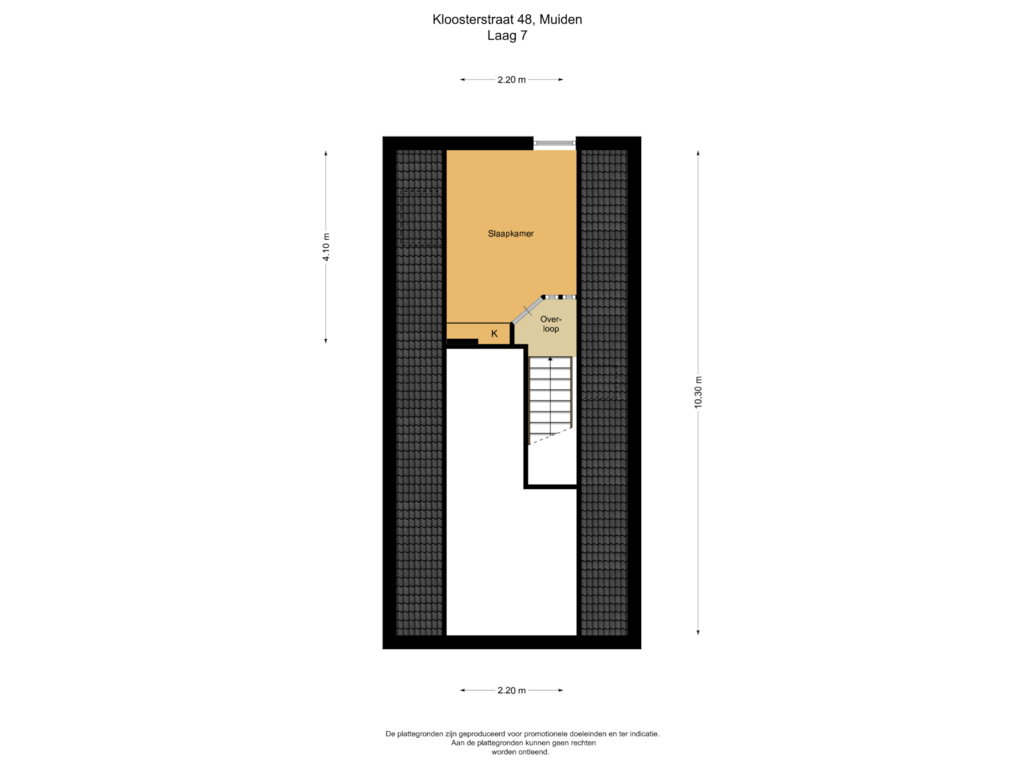 View floorplan of Laag 7 of Kloosterstraat 48