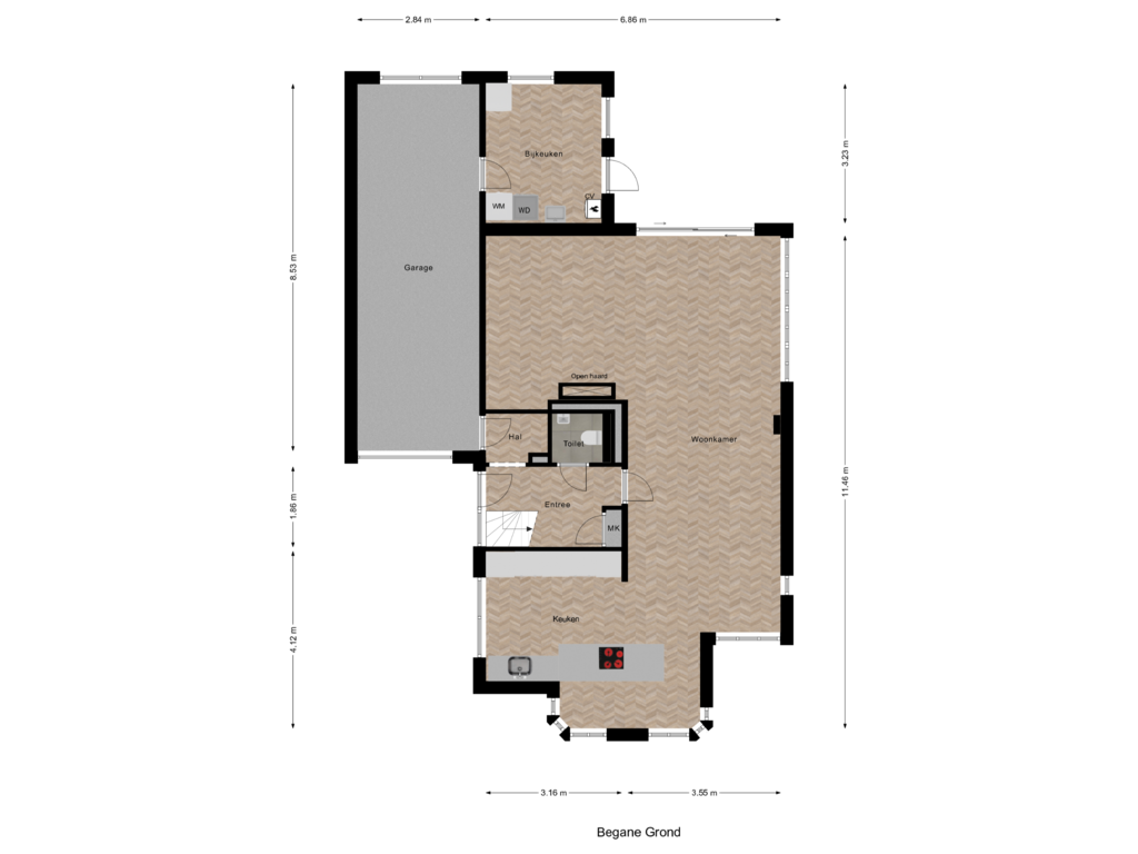 View floorplan of Begane Grond of Tjalk 38