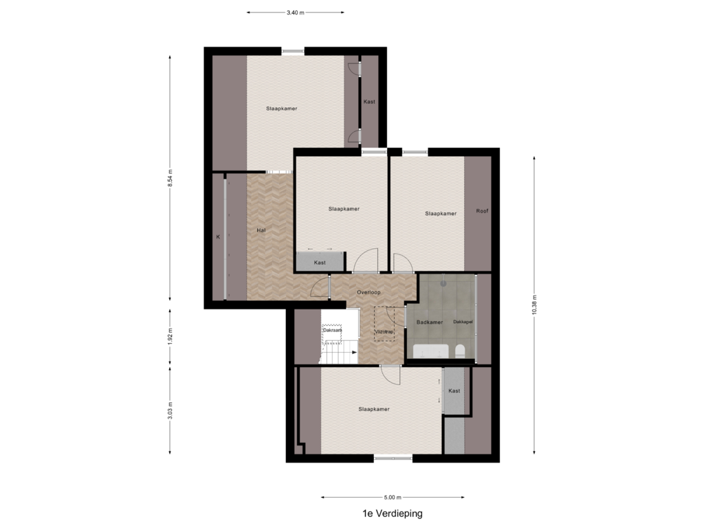 View floorplan of 1e Verdieping of Tjalk 38