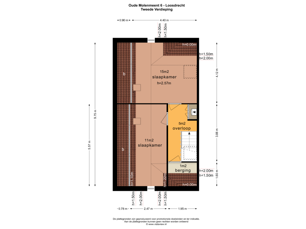 Bekijk plattegrond van TWEEDE VERDIEPING van Oude Molenmeent 6