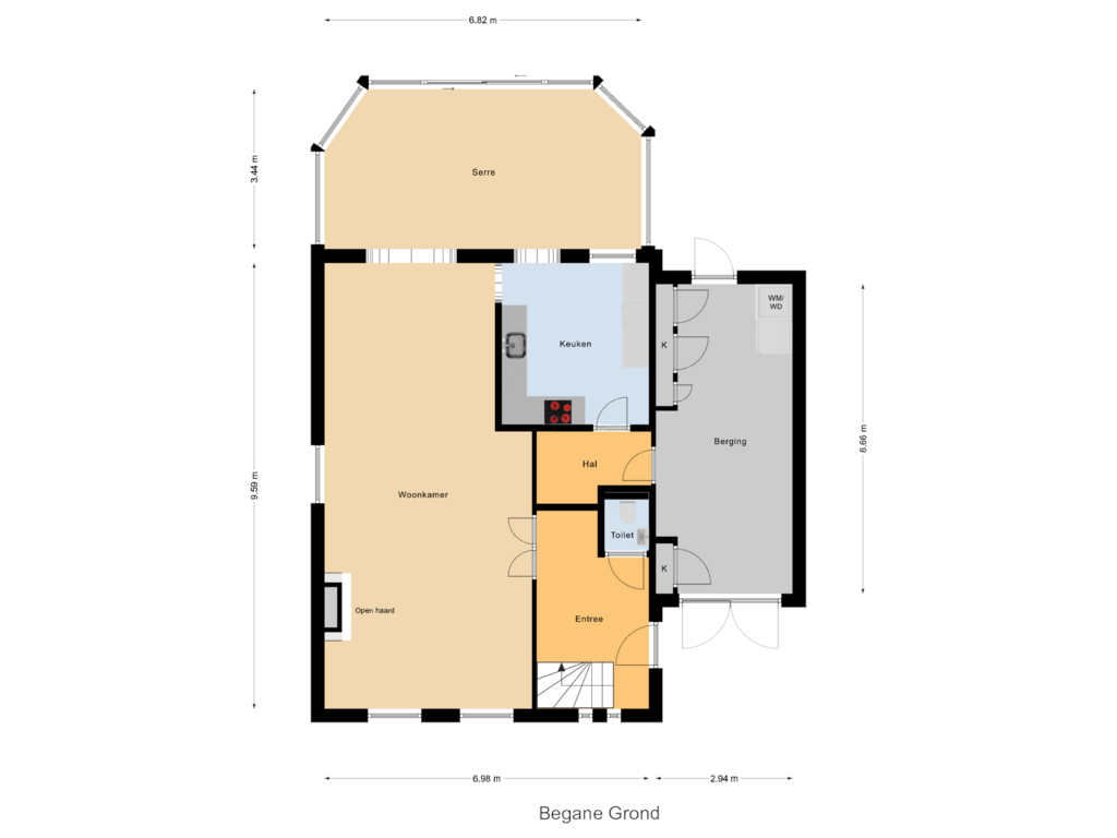 Bekijk plattegrond van Begane Grond van Mauritslaan 66