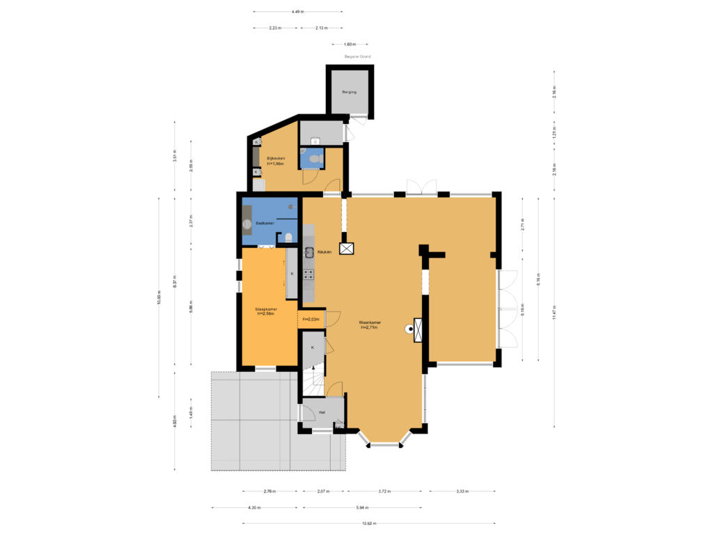 Bekijk plattegrond van Begane Grond van Delftweg 1