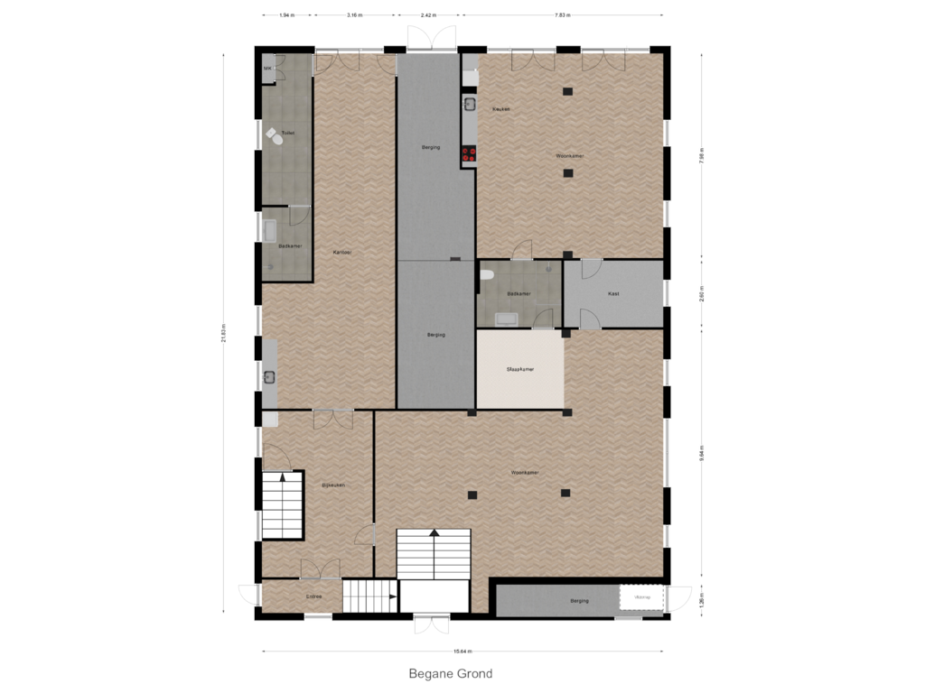 View floorplan of Begane Grond of Gesterweg 22