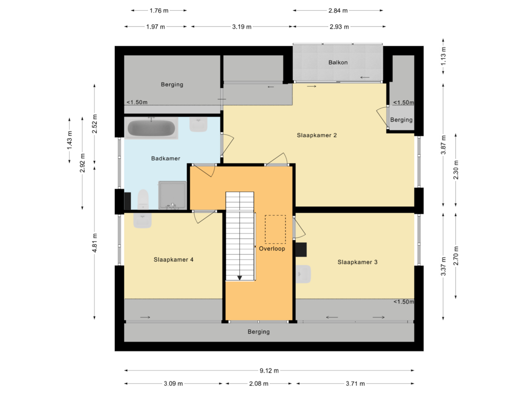 Bekijk plattegrond van Eerste verdieping van Oostvlietweg 51-A