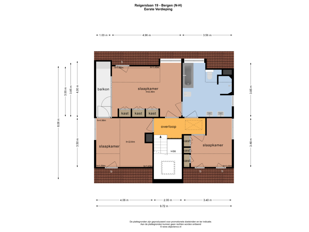 View floorplan of EERSTE VERDIEPING of Reigerslaan 19