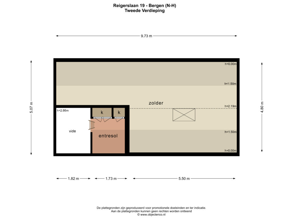 View floorplan of TWEEDE VERDIEPING of Reigerslaan 19