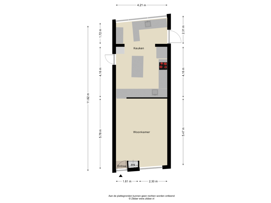 Bekijk plattegrond van Begane Grond van Rechtestraat 5-A