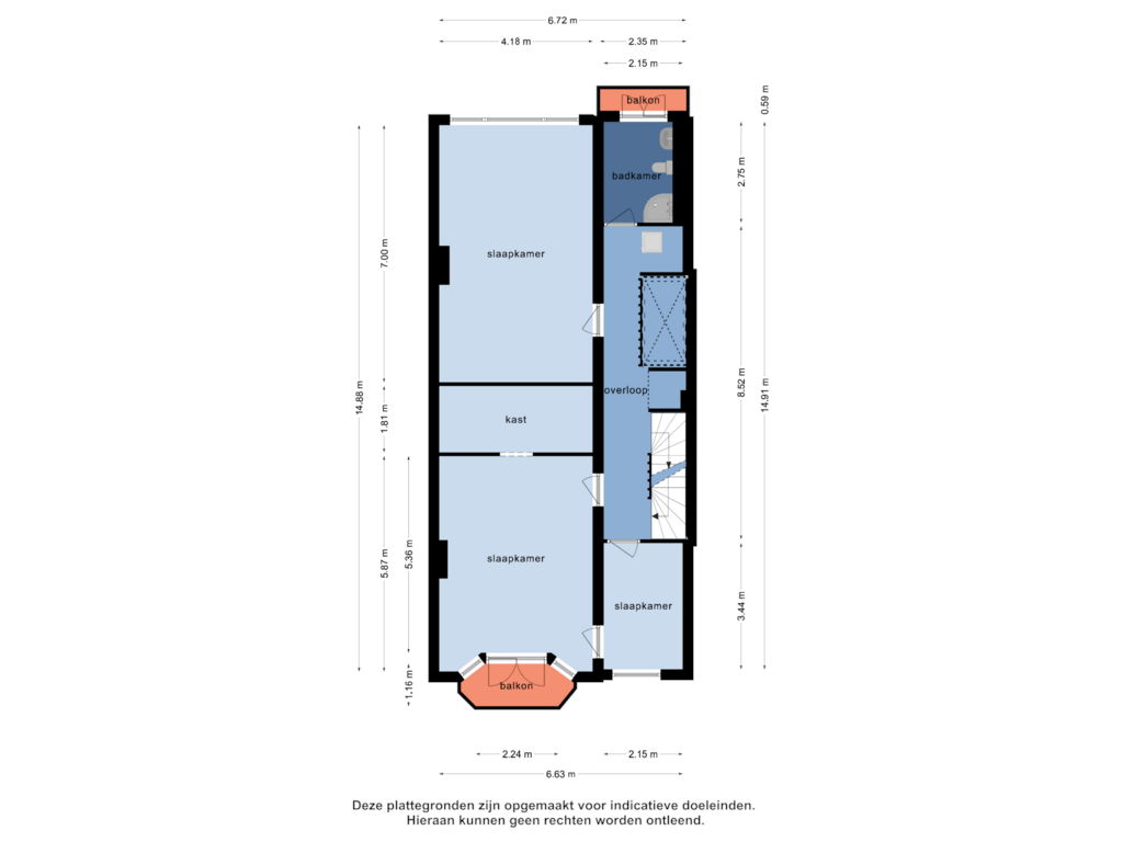 Bekijk plattegrond van 2e verdieping van Heemraadssingel 70