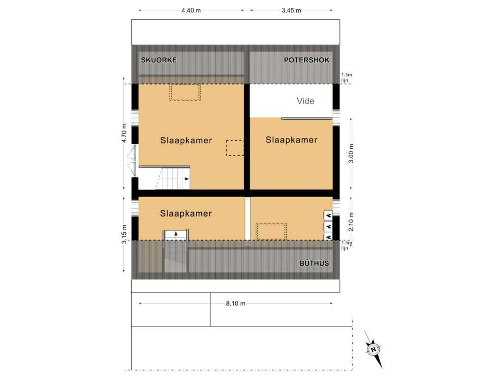 Bekijk plattegrond van 1e Verdieping - 2 van Mûnewei 1