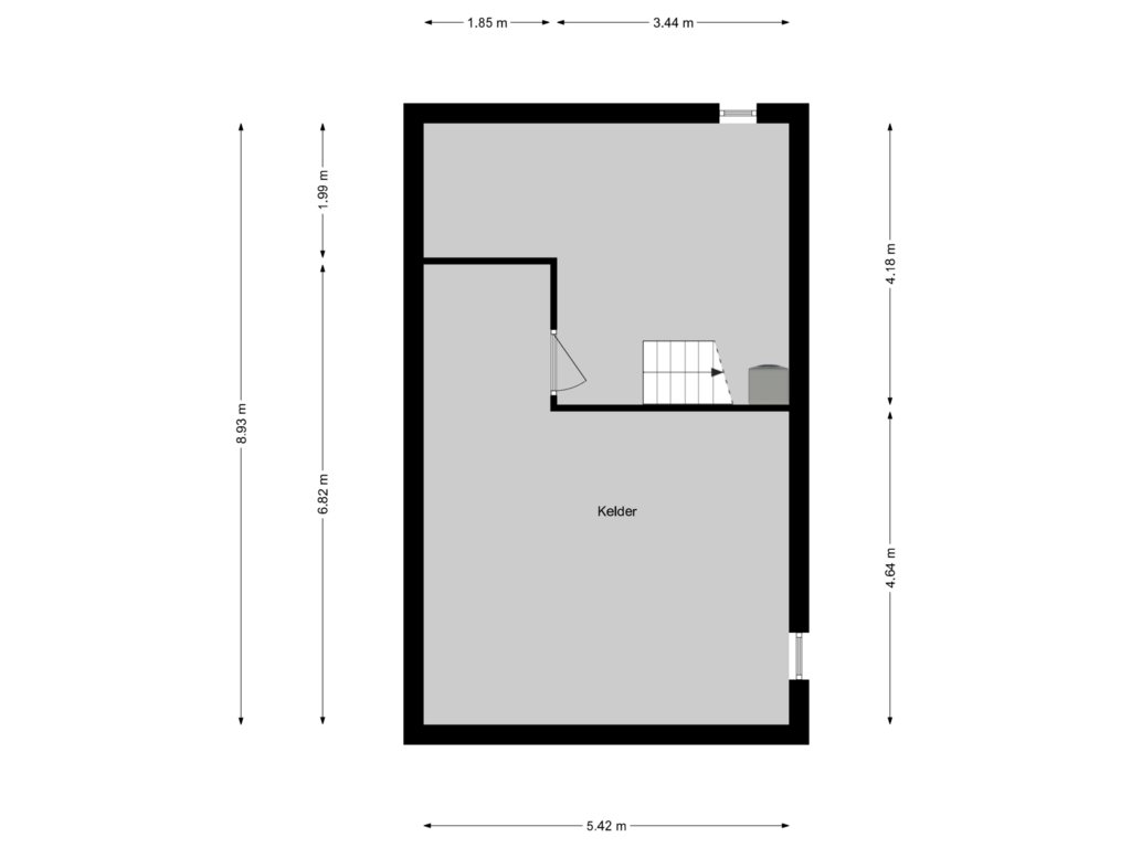 Bekijk plattegrond van Kelder van Westerhuizingerweg 16