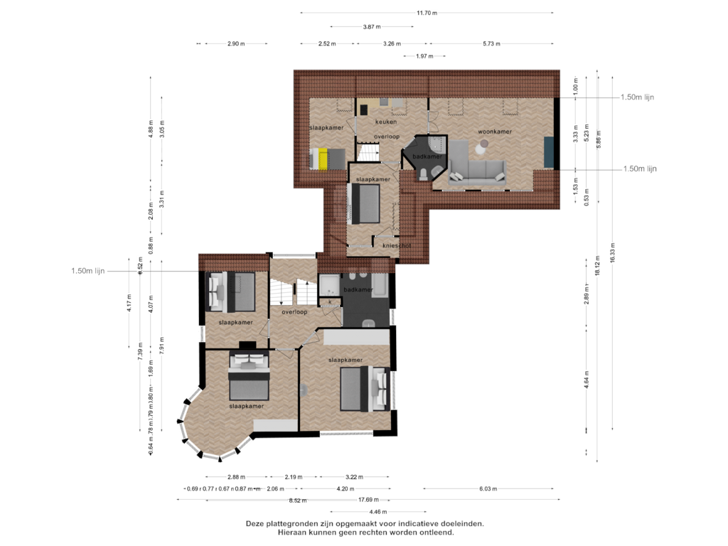 Bekijk plattegrond van 1e verdieping van Veluviaweg 12-B