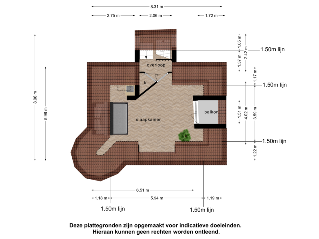 Bekijk plattegrond van 2e verdieping van Veluviaweg 12-B