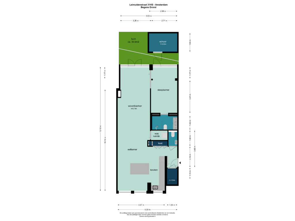 Bekijk plattegrond van BEGANE GROND van Leimuidenstraat 31-HS