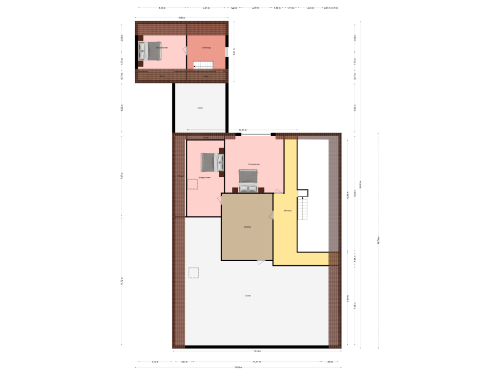 View floorplan of 1e verdieping of Heerenweg 256