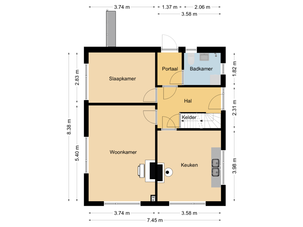 Bekijk plattegrond van Begane Grond van Stakenbergweg 30