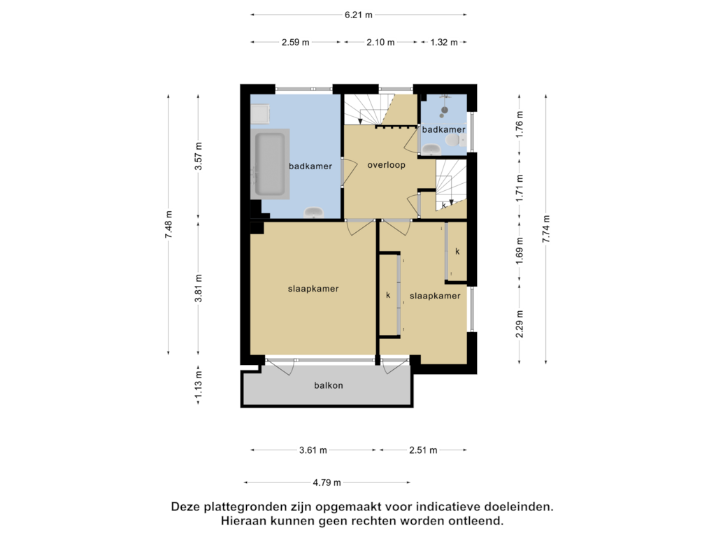 View floorplan of 1e verdieping of Hildegaarde 30