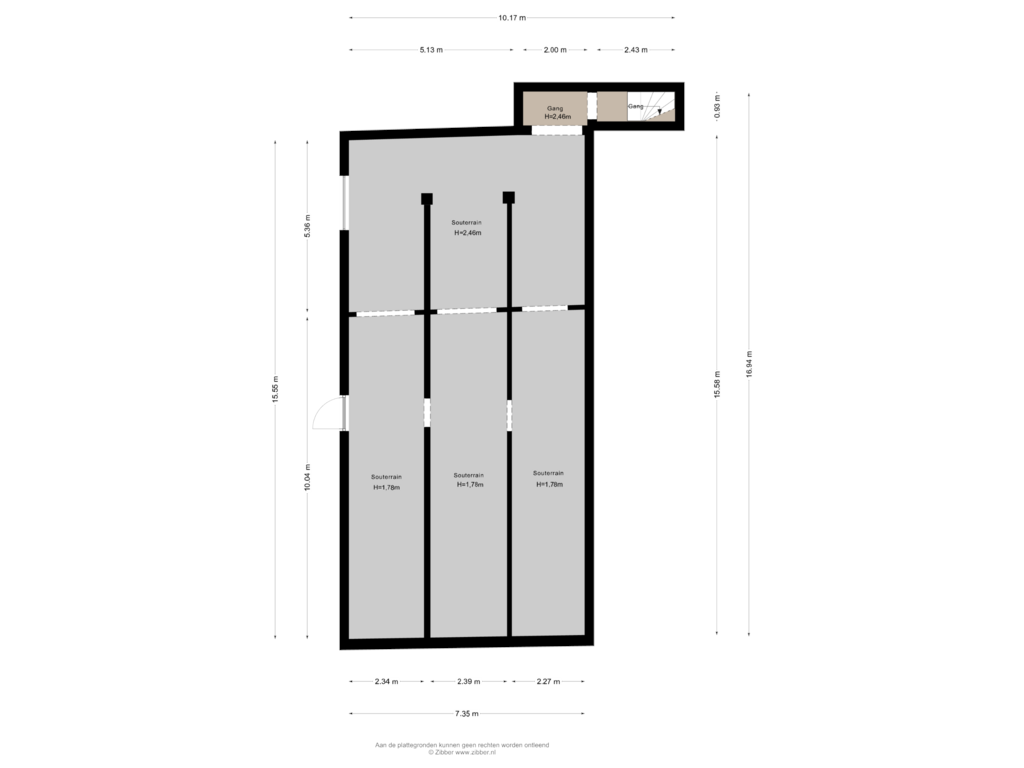 View floorplan of Souterrain of Zuidzijdsedijk 60