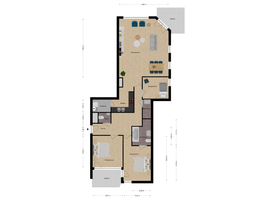 Bekijk plattegrond van Verdieping van Boulevard de Wielingen 55-020