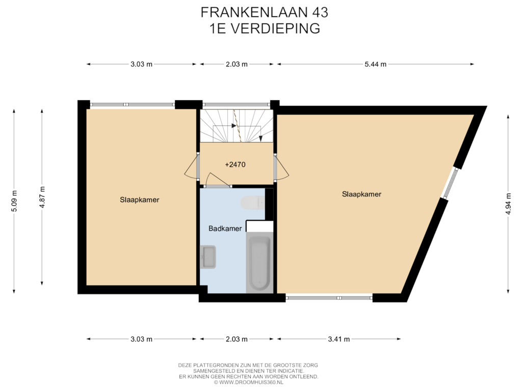 View floorplan of 1E Verdieping of Frankenlaan 43