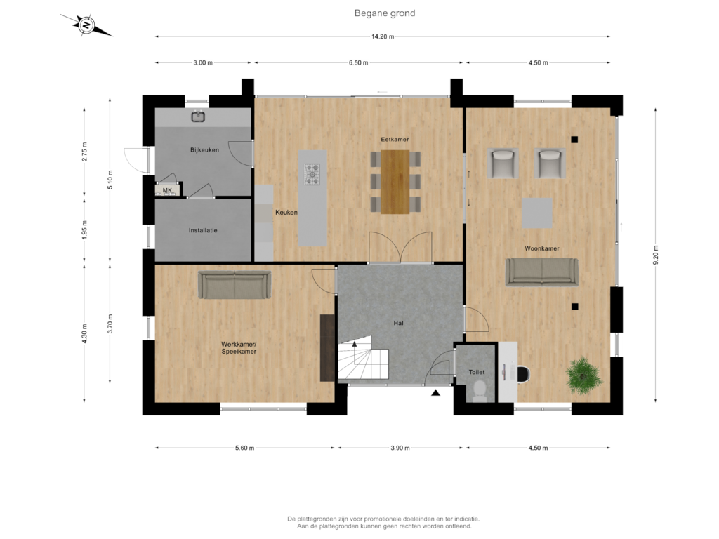 View floorplan of Begane grond of Torenweg 12